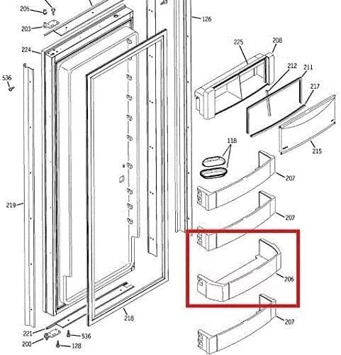 WR71X10427 Door Gallon Bin - for GE Refrigerator Door shelves - Fridge door condiments beverages organizer - Refrigerator door bin replacement - Fridge plastic shelves bin - W 20 in