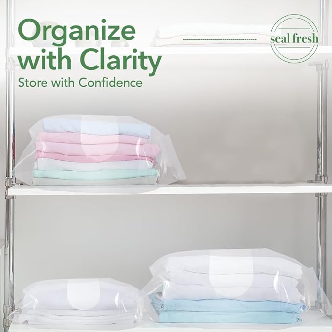 Seal Fresh 5 Gallon Large Plastic Storage Bags – 18" x 24" (15 Count) – Reusuable XXL Extra Large Heavy Duty Clear Jumbo Freezer Zip Bags with Sealable Zipper Top For Clothes, Travel, Moving