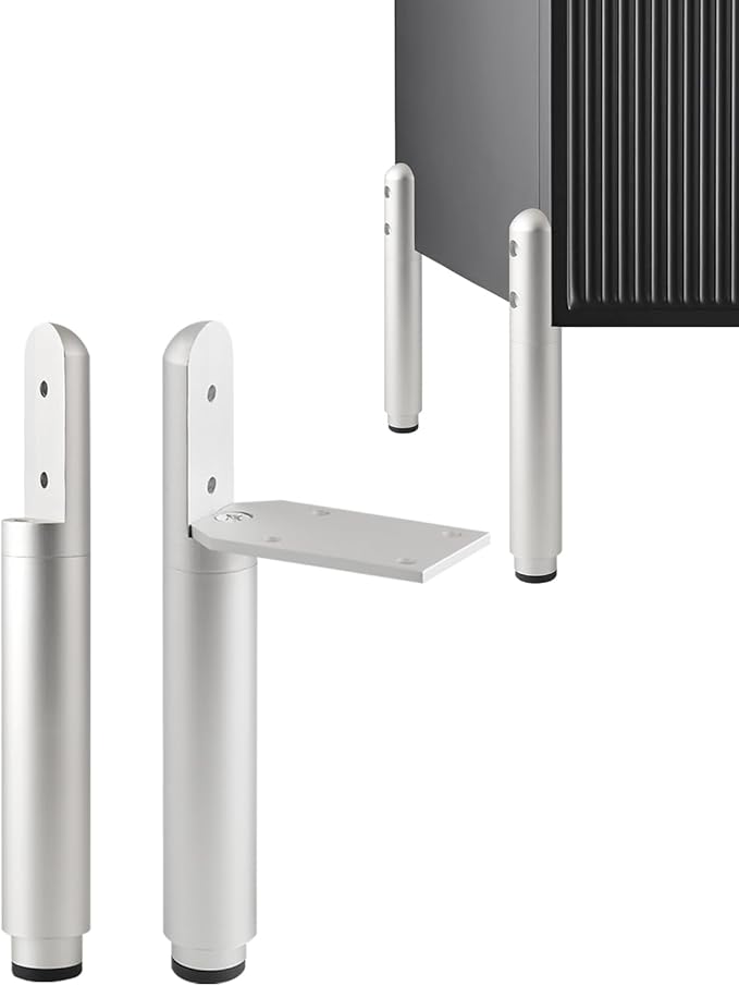 Coffee Table Leg Extenders 4 Pack Silvery 4.9-7.2 Inch Adjustable Feet for Furniture Risers Bathroom Cabinet Metal Feet Cylinder Bed Support Leg