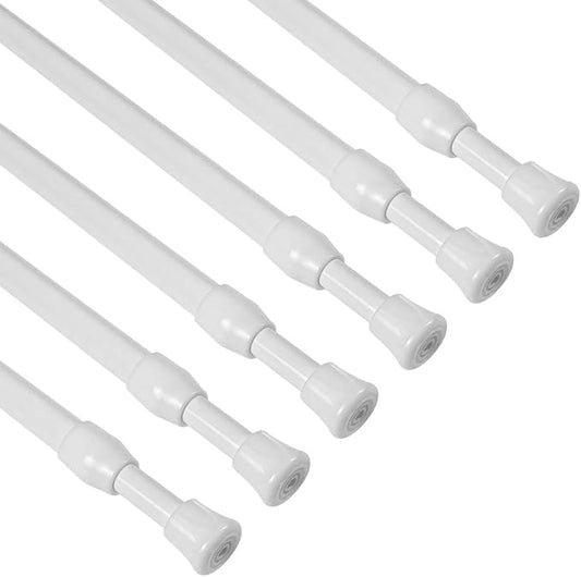 KXLIFE 6 Pack Small Spring Tension Curtain Rod 16-28 Inch, Tension Rods No Drill for Window Cupboard Closet,White