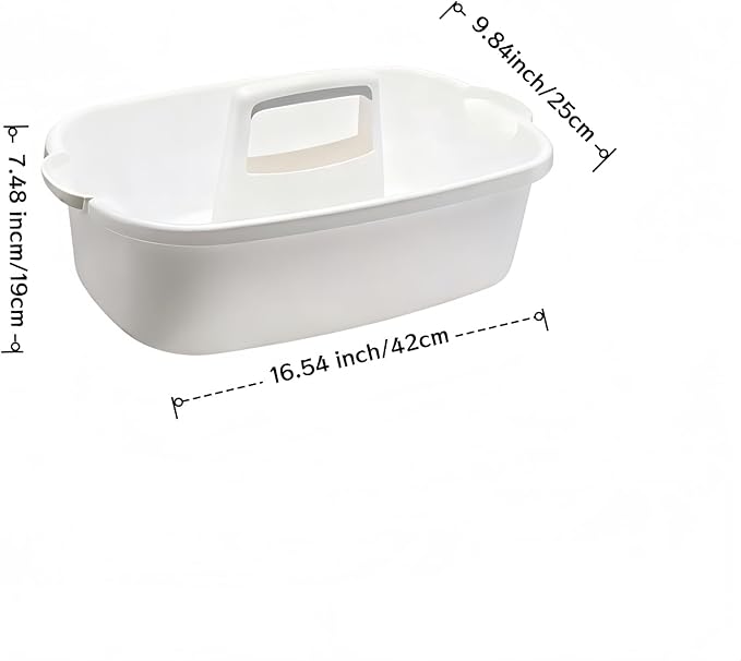 QLYMTZ 2 Pack Large Cleaning Caddy Portable Shower Basket Supply Organizer with Handle,Plastic Bucket Tool Storage,for Bathroom,Bedroom,Kitchen,Under Sink Storage (White)