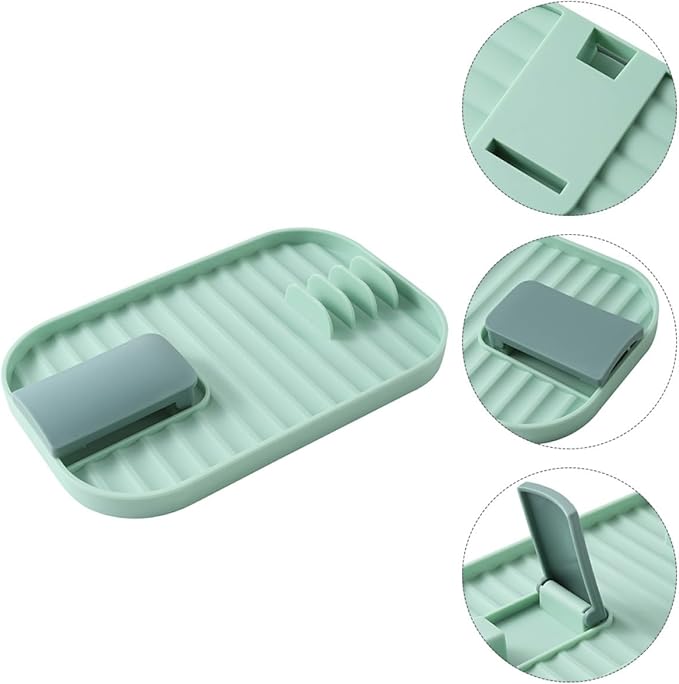 4Pcs Foldable Plastic Pot Lid Stand with Slots Kitchen Tableware Rack for Vertical Pan Lid and Utensil Storage Easy-clean Organizer for Countertop Random Color