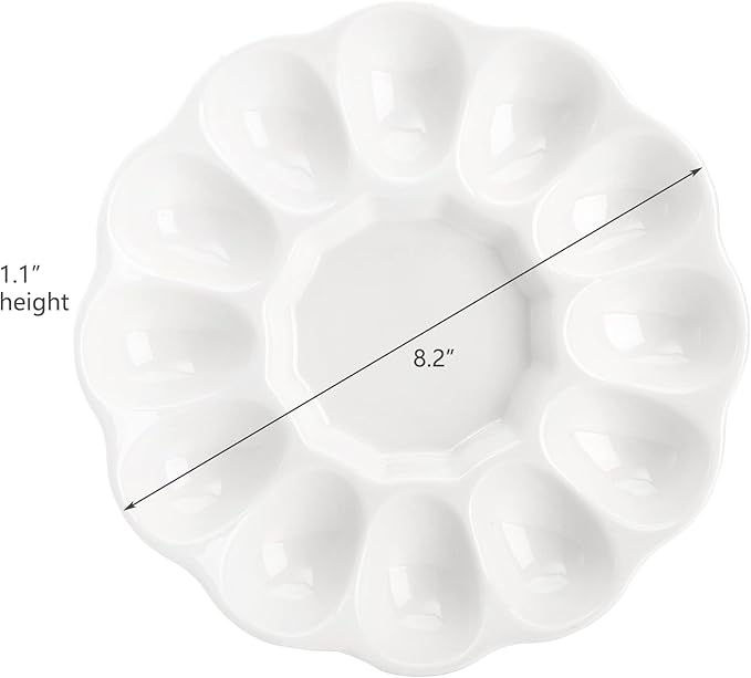 Hedume 2-Pack Ceramic Deviled Egg Platter Tray, 12-Cup Egg Dish, Refrigerator to Countertop Display, Dishwasher, Microwave, Freezer Safe