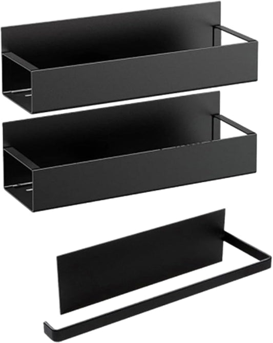 Punch-Free Magnetic Storage Rack Organize, Space-Saving Kitchen Organizer, Magnetic Spice Rack For Refrigerator, Kitchen Organizer And Storage Shelf (a+b+e)