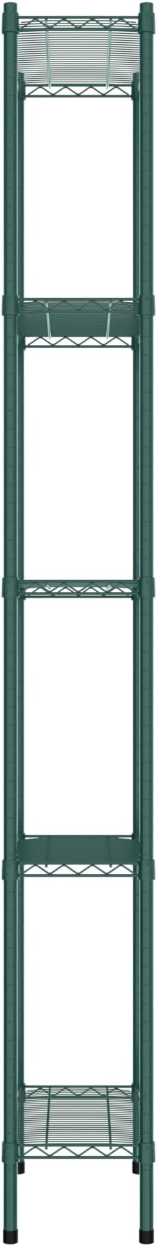 Commercial NSF Listed Green Epoxy Stationary Wire Shelving Kit 12" x 24" x 96", with 5 Shelves Perfect for Warehouse, Walk-in Refrigerator, Freezer, Grocery Store, Restaurant, Dishroom