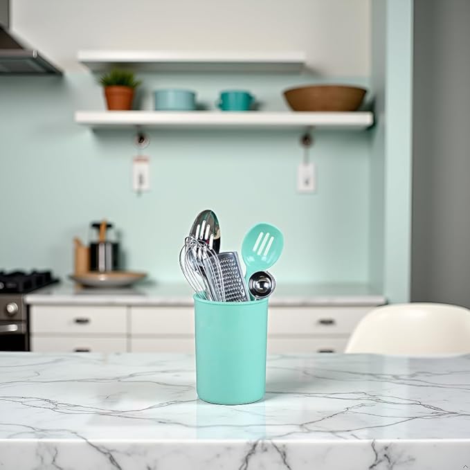 Reston Lloyd Calypso BasicsMultipurpose Cookware Storage Crock, Kitchen Countertop & Office Desk Organization, Durable & Food Safe BPA-Free Plastic, Seafoam