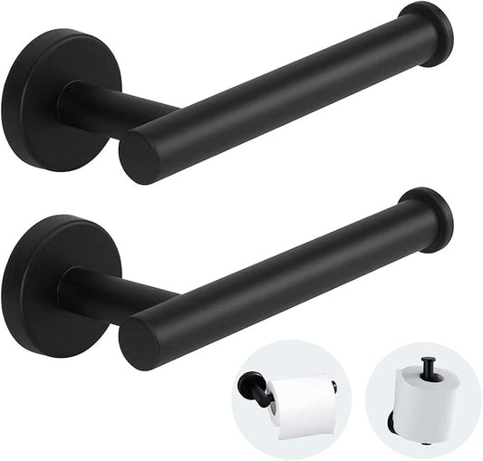 2-Piece Toilet Paper Holder - SUS 304 Stainless Steel Toilet Paper Holder Wall Mount, Toilet Paper Roll Holder for Bathroom, Kitchen, Washroom - Matte Black
