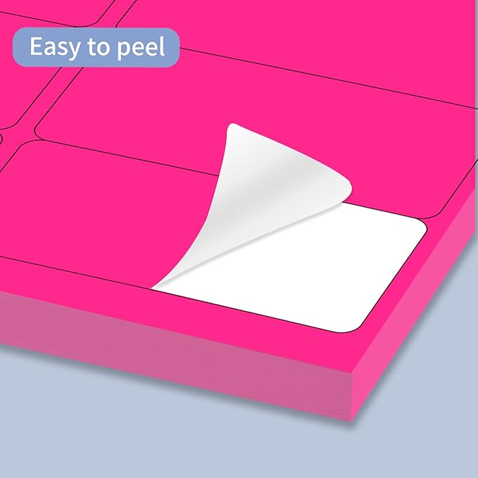 YEGAWEN Shipping Labels Stickers, 2"×4" Printable Mailing Label for Laser/Inkjet Printing- Matte, Permanent Adhesive Labels Stickers (Fluorescent Pink)