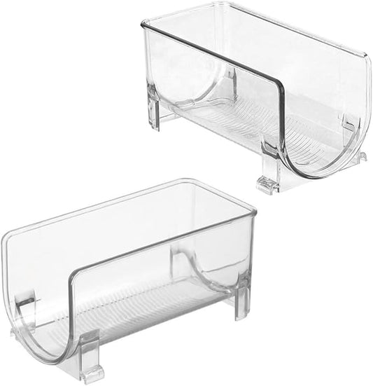 UKCOCO 2Pcs Stackable Drawer Style Wine Storage Bin Transparent Refrigerator Organizer for Bottles and Cans Vertical Display Stand for Wine Lovers and Drink Storage