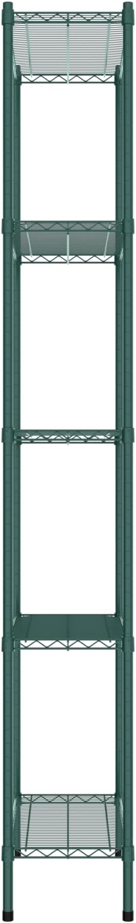 Commercial NSF Listed Green Epoxy Stationary Wire Shelving Kit 14" x 30" x 96", with 5 Shelves Perfect for Warehouse, Walk-in Refrigerator, Freezer, Grocery Store, Restaurant, Dishroom