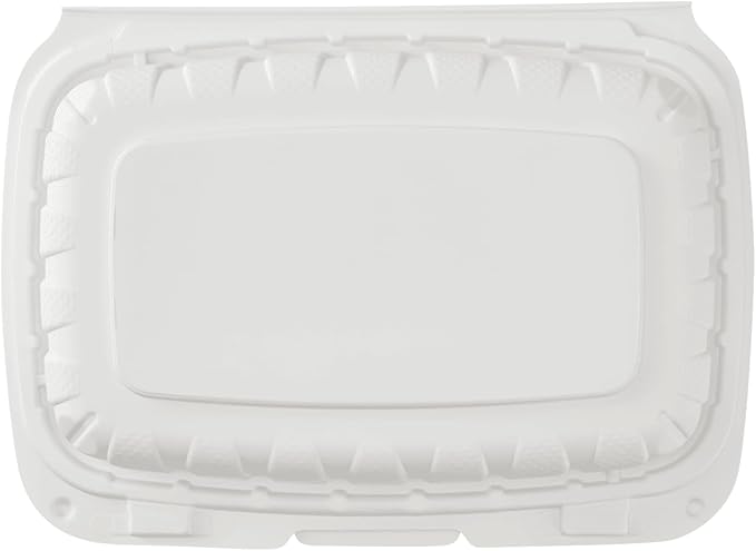 KARAT EARTH Clamshell Take Out Food Containers [9"x6" - 250 ct] To Go Containers | Microwavable, Freezer Safe, Soak-Resistant, Durable, Stackable | Vented for Hot/Cold Foods, White