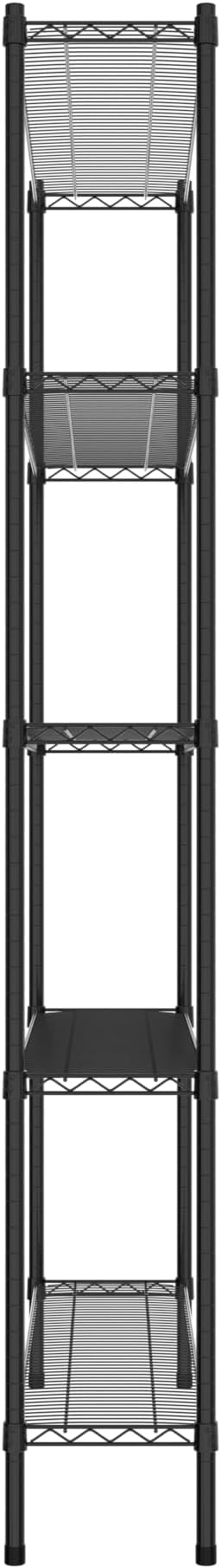 Commercial NSF Listed Black Epoxy Stationary Wire Shelving Kit 12" x 48" x 86", with 5 Shelves Perfect for Warehouse, Walk-in Refrigerator, Freezer, Grocery Store, Restaurant, Dishroom
