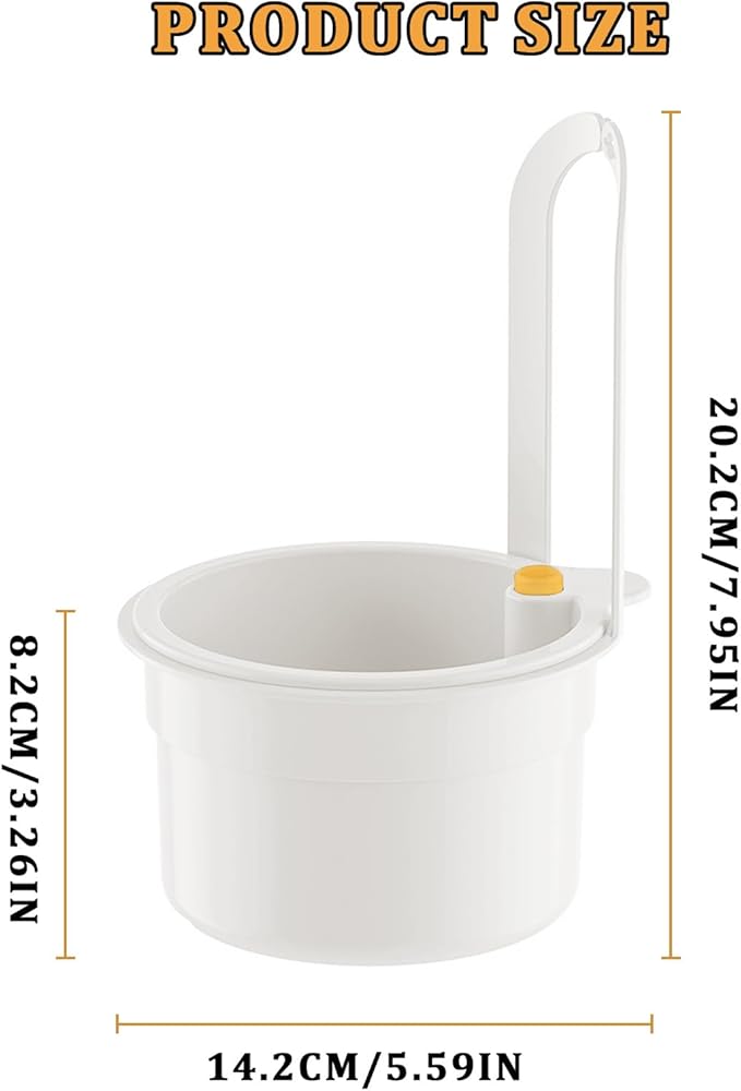 Sink Strainer Basket with One-Touch Drain Mesh, Snap-On Strap & Detachable Design – Kitchen Sink Food Scrap Filtering Storage Organizer (White)