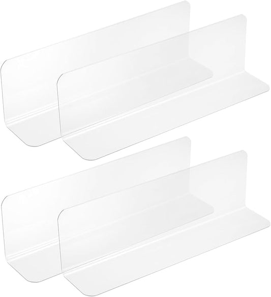 uxcell 4pcs Clear Shelf Dividers, 8"x2.4" Plastic L-Shaped Shelf Separator, Transparent Organizer Divider for Supermarket Store Commodity Classification