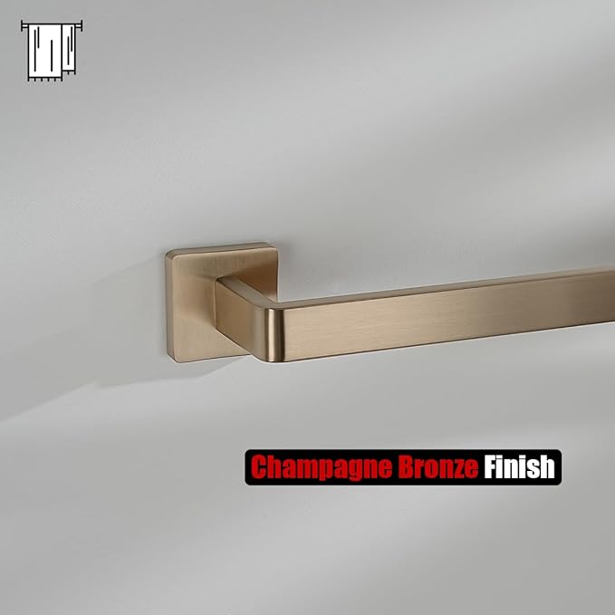 JQK Champagne Bronze Towel Bar, 24 Inch 304 Stainless Steel Thicken 0.8mm Towel Rack Bathroom, Towel Holder Wall Mount, Total Length 26.41 Inch, TB250L24-CB