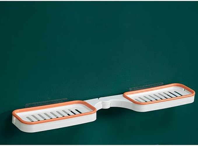 Hapivida Wall Mount Bathroom Corner Shelf Multifunctional Foldable Rotatable Storage Rack for Kitchen Organizer Plastic Material White (White Orange)