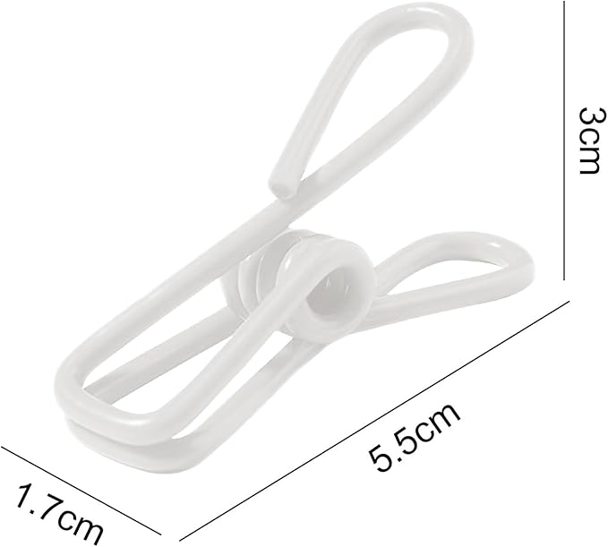 Multipurpose Metal Bag Clips - 2 Inch Colorful Sealer for Sealing Food, Paper Holder, Clothesline Clip for Laundry Hanging, Kitchen Bags (White, 24PCS)