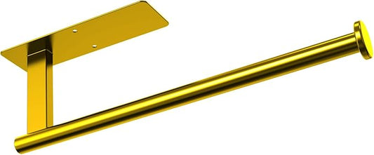 Paper Towel Holder Under Cabinet, Upgraded Adhesive Paper Towel Holder Wall Mount for Kitchen, Bathroom, RV, Bend-Resistant, Self-Adhesive or Drill mounting, Stainless Steel, Gold