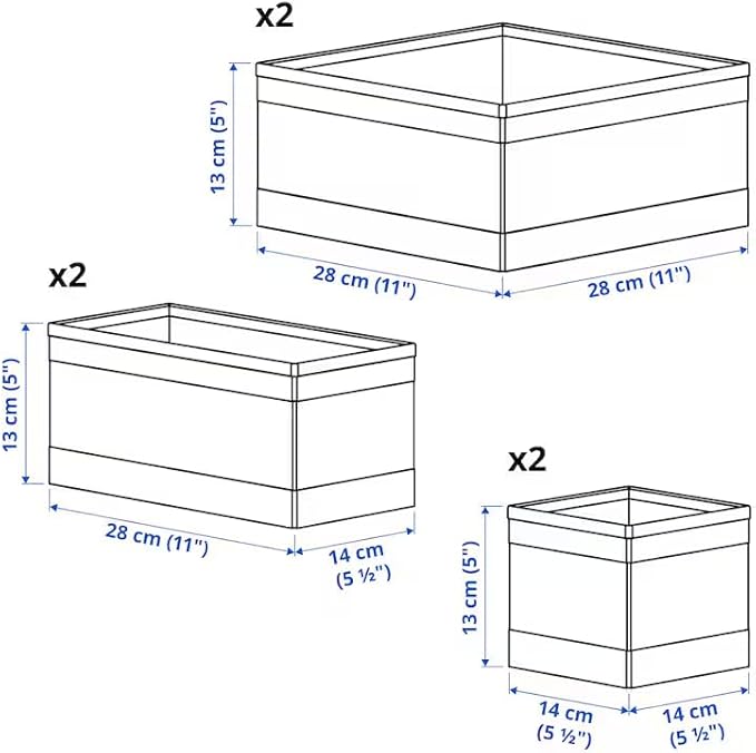 SKUBB Storage Box Set of 6 – White Fabric Drawer Organizers for Closet, Dresser, or Wardrobe – Foldable & Lightweight