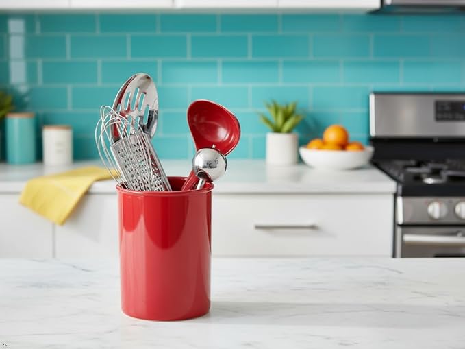 Reston Lloyd Multipurpose Utensil/Crock Holders Organize Wide Variety of Sizes of Utensils & Tools, Includes Large, & Miniature, Red