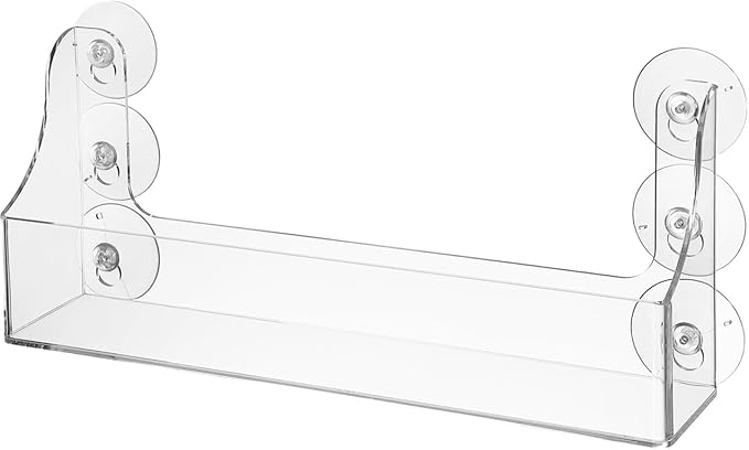 Amosfun 5-Bottle Suction Cup Beverage Rack for Refrigerator Transparent Acrylic Drink Organizer Storage Shelf 13.14X5.70X2.95 Inches Easy Install for Kitchen and Bathroom