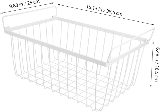 Chest Freezer Organizer With Folding Handle: Stackable Bin Basket Meat Storage Container - Vertical Sides Wire Ventilation Hanging Rack For Upright Deep Refrigerator