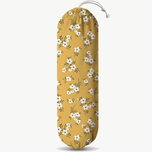 Yellow White Plastic Bags Holder, Garbage Shopping Trash Bags Carrier Organizer, Wall Mount Plastic Bag Organizer Dispenser, Trash Grocery Bag Storage Dispenser, Farmhouse Home Decor for Kitchen