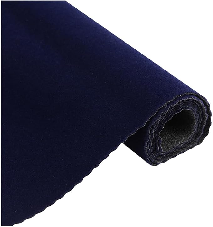 Self Adhesive Dark Blue Jewelry Drawer Liner Velvet Shelf Liner Paper Felt Fabric for Art & Crafts, Velvet Drawer Liner Felt Drawer Dresser Cabinets Arts Crafts Decor 17.7" x 98"