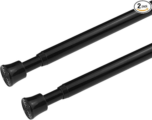 KXLife 2Pcs Tension Curtain Rod Adjustable 28-40 Inch, Small Tension Rods No Drill, Expandable Spring Loaded Tension Rods for Window (Black)
