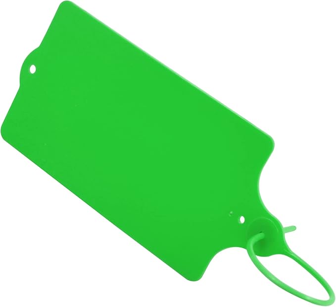 LeadSeals 100 Plastic Tags Shipping Tags Water Proof Tags for Labeling Shipping Labels Security Seals Writable Marker Ties Hanging Tags Storage Tag with One Marker Pen (Green)