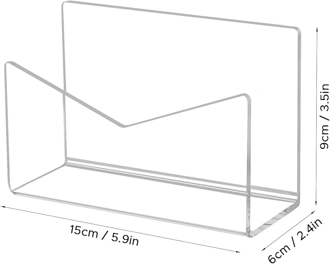 Sorandy 2 Pack Acrylic Mail Organizer, Mail Holder Stand, Vertical File Folder, Letter Sorter Desk Envelope Rack, for Home Office School Envelope Bill Filling Paper Document (Transparent)