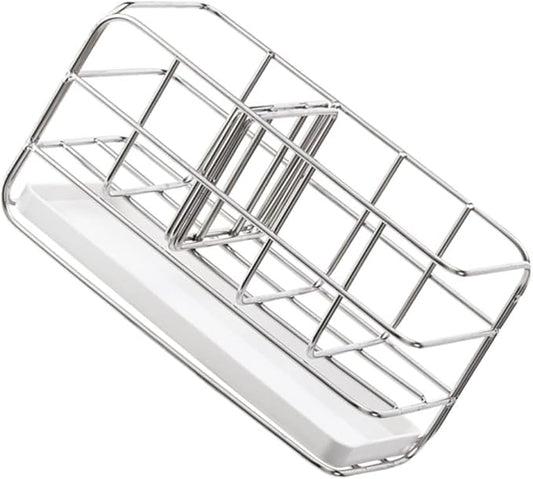 Kitchen Sink Caddy Sponge Holder: Metal Sink Drying Rack Stainless Steel Counter Draining Shelf Organizer for Sponge Brush Soap Dishcloth