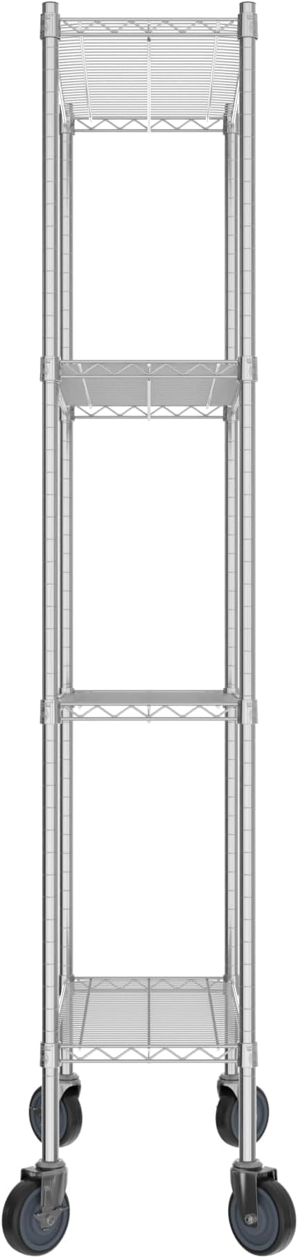 Commercial NSF Listed Chrome Mobile Wire Shelving Kit 14" x 30" x 80", with 4 Shelves Perfect for Warehouse, Walk-in Refrigerator, Freezer, Grocery Store, Restaurant, Dishroom