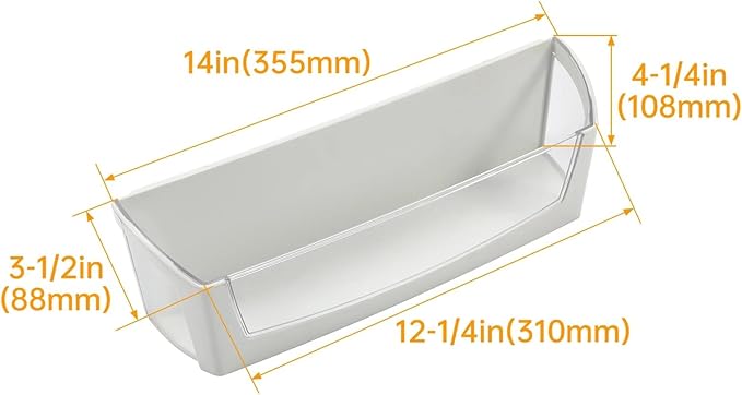 W10212139 Cantilever Bin - for Whirlpool Refrigerator Door shelves - Fridge door condiments beverages organizer - Refrigerator door bin replacement WPW10212139 - Fridge plastic shelves bin - W 14 in