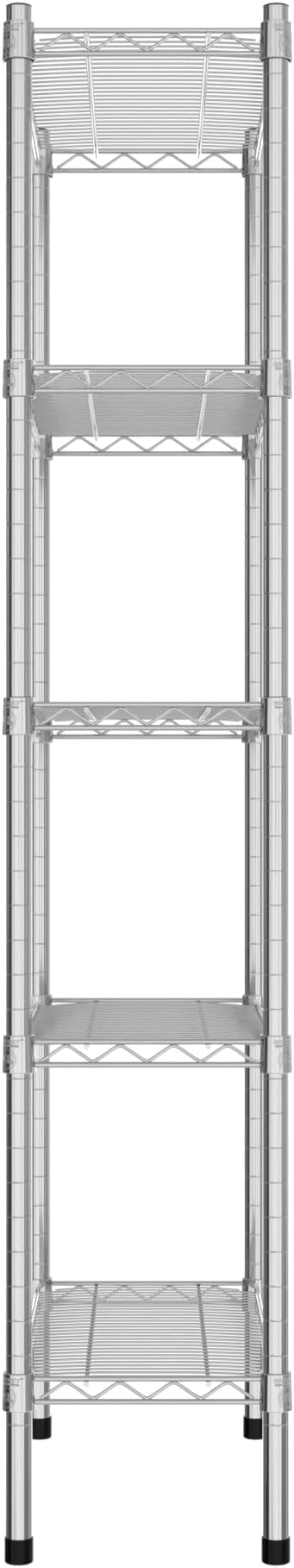 Commercial NSF Listed Chrome Stationary Wire Shelving Kit 12" x 24" x 64", with 5 Shelves Perfect for Warehouse, Walk-in Refrigerator, Freezer, Grocery Store, Restaurant, Dishroom