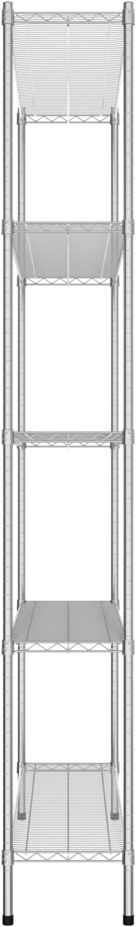 Commercial NSF Listed Chrome Stationary Wire Shelving Kit 14" x 54" x 96", with 5 Shelves Perfect for Warehouse, Walk-in Refrigerator, Freezer, Grocery Store, Restaurant, Dishroom