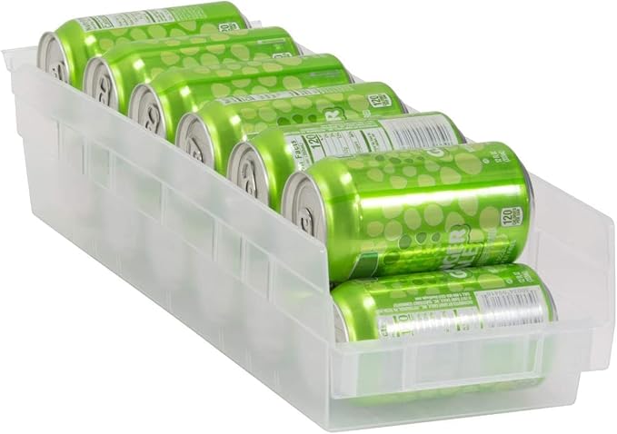 Akro-Mils 30138 Plastic Shelf Bins, Heavy Duty Storage Bins for Garage, Closet, and Drawer Organization, 18" x 6-1/2" x 4", Clear, 12-Pack