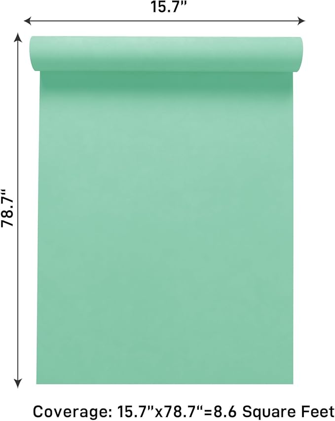 VaryPaper 15.7" x 78.7" Self Adhesive Mint Green Velvet Felt Liner Flocking Drawer Liner Soft Fabric Peel and Stick Felt Velvet Wallpaper for Bedroom Green Contact Paper for Cabinet Jewelry Box Crafts