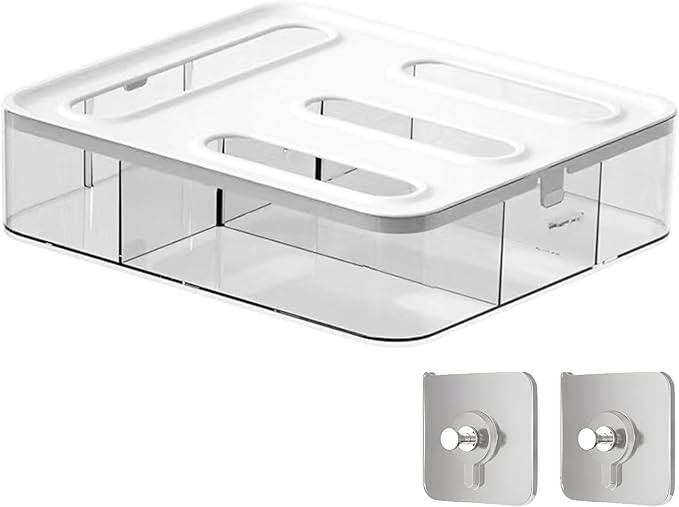 Food Storage Bag Organizer, 4 in 1 Plastic Ziplock Bag Organizer for Kitchen Drawer, Holds Gallon, Quart, Sandwich, Snack & Slider Bags, Wall Mount & Drawer Baggie Organization, BPA Free, Local Stock