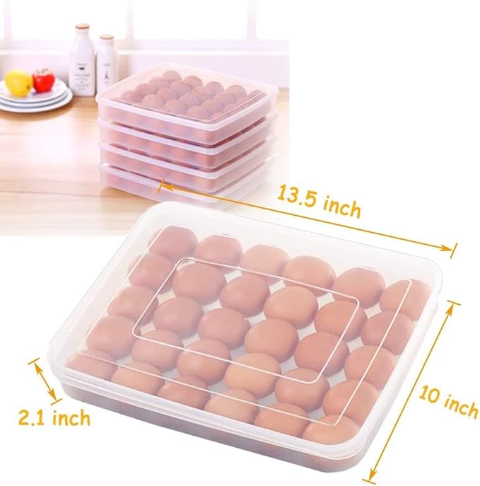 Covered Egg Holder for Refrigerator,30 Deviled Egg Tray with Lid,Plastic Egg Containers,Fridge Egg Dispenser Egg Storage Box