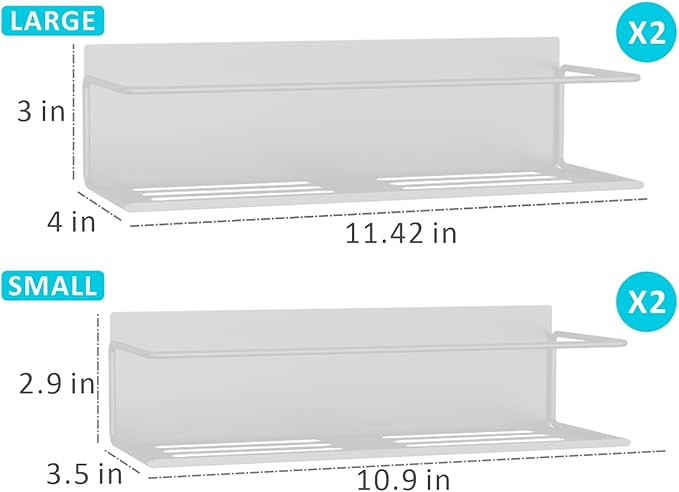 Roysili Magnetic Spice Rack For Refrigerator, Space Saving Magnetic Shelf For Fridge White 4 Pack