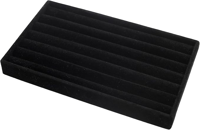 Velvet Jewelry Organizer Trays Black Stackable Jewelry Storage Display Tray with Removable Dividers, 8 Rolls