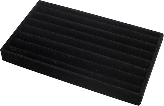 Velvet Jewelry Organizer Trays Black Stackable Jewelry Storage Display Tray with Removable Dividers, 8 Rolls