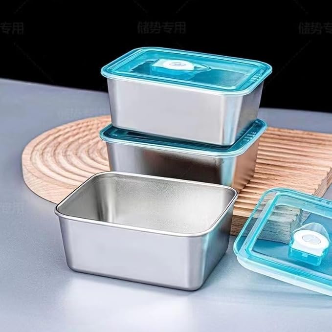 souso 6pcs 304 Stainless Steel Food Containers with Lids, Stacking Snack Containers for Office and Home