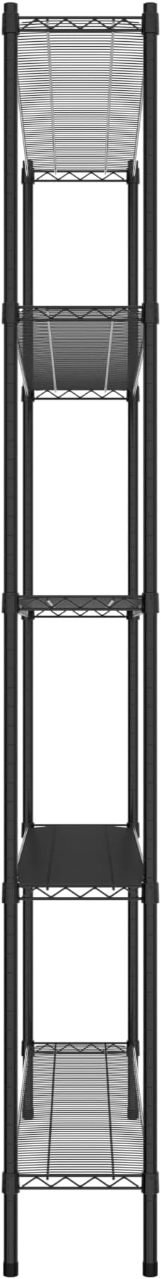 Commercial NSF Listed Black Epoxy Stationary Wire Shelving Kit 12" x 60" x 96", with 5 Shelves Perfect for Warehouse, Walk-in Refrigerator, Freezer, Grocery Store, Restaurant, Dishroom