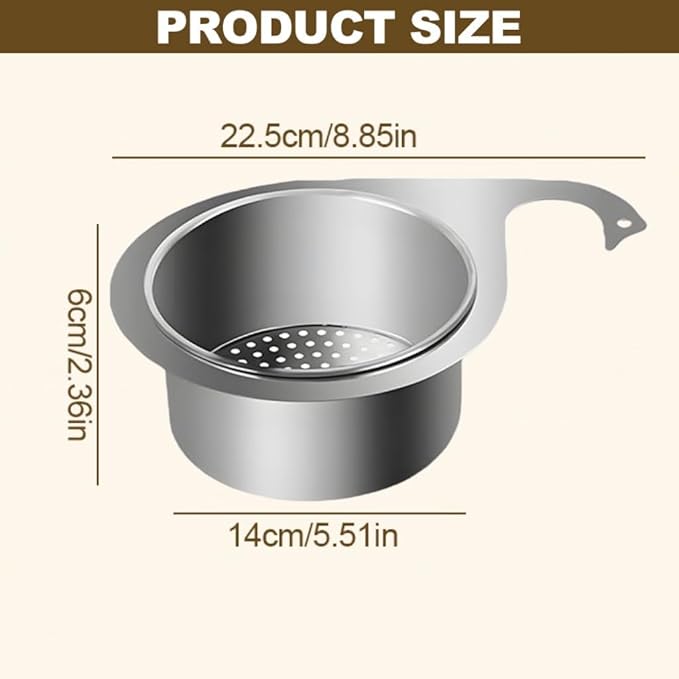 Drain Basket for Kitchen Sink, Stainless Steel Swan Sink Strainer Basket, Multifunction Hanging Sink Strainer Colander Drain Basket Quick Drain Kitchen Tools for Hanging Filter Basket Food Waste (2)