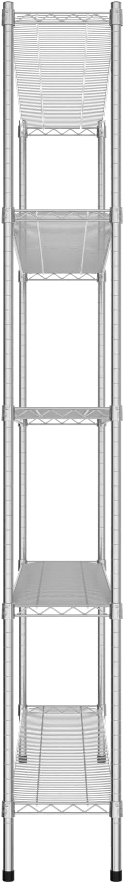 Commercial NSF Listed Chrome Stationary Wire Shelving Kit 12" x 60" x 86", with 5 Shelves Perfect for Warehouse, Walk-in Refrigerator, Freezer, Grocery Store, Restaurant, Dishroom