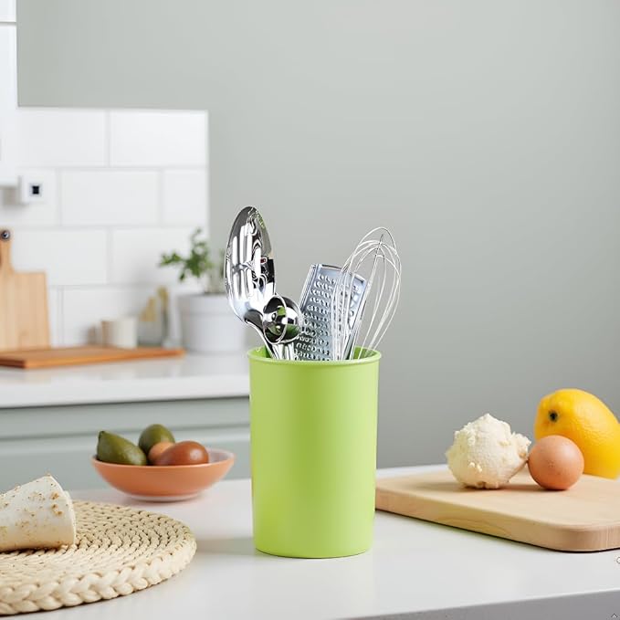 Reston Lloyd Calypso Basics Multipurpose Cookware Storage Crock, Kitchen Countertop & Office Desk Organization, Durable & Food Safe BPA-Free Plastic, Lime