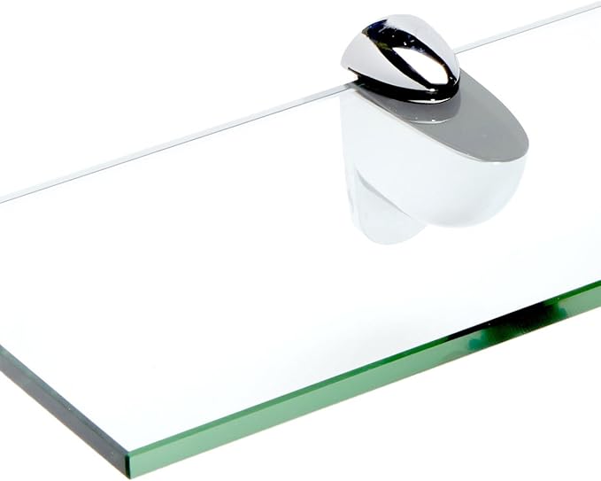 Spancraft Glass H-8x27-Chrome Heron Glass Shelf, Chrome, 8" x 27"