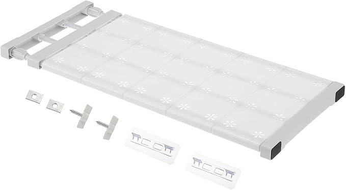 HARFINGTON Expandable Closet Tension Shelf 23.62" to 39.37" Adjustable Closet Organizer 2.4" x 9.45" Flower Pattern Storage Rack for Wardrobe Cupboard Kitchen Bedroom